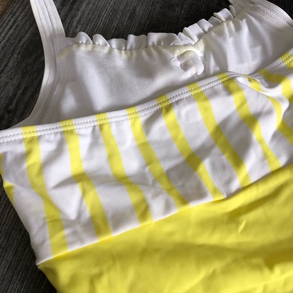 Janie & Jack Yellow and White Striped Halterneck Swimsuit Sailor Retro Size 12 - Picture 5 of 10